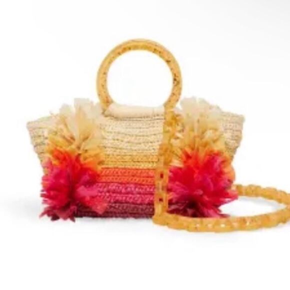 Carolina Santo Domingo Corallina Ombre Raffia Tote/Crossbody/Shoulder Bag - Picture 1 of 13